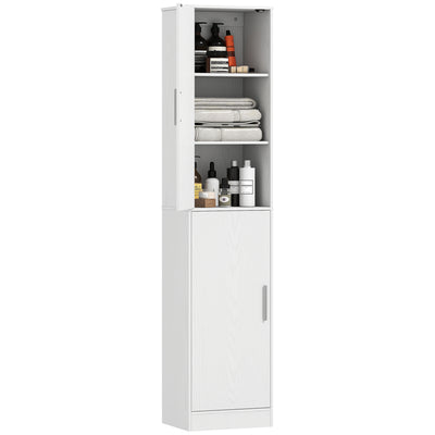 Tall Bathroom Cabinet, Slim 6-Tier Bathroom Floor Cabinet with 2 Doors and 4 Adjustable Shelves