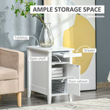 Wooden3-Tier Modern Nightstand with Pullout Shelf, Adjustable Open Shelf, and Door Cabinet