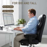 Big and Tall Office Chair, 400 lbs Overstuffed Desk Chair with Spring Cushion, PU Leather
