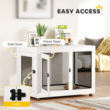 Pet Crate End Table with Water-resistant Cushion or Large Medium Dogs