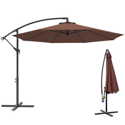 10' Deluxe Patio Umbrella, Banana Hanging Offset Sunshade with Crank