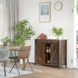 Buffet industriel avec portes coulissantes de style grange, armoire de rangement et étagères réglables pour salon, bar à domicile