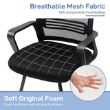 Ergonomic Desk Chair No Wheels, Padded Mesh Office Reception Chair with Sled Base