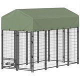 Chenil pour chien d'extérieur 8' x 4' x 6', Enclos extérieur pour chien avec bols rotatifs 360°