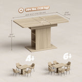 Extendable Dining Table for 4-6 People, 43.3