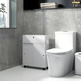 Bathroom Storage Cabinet, Bathroom Cabinet with 4 Rolling Wheels and Paper Holes