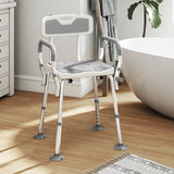Adjustable Shower Chair with Arms Back and Padded Seat