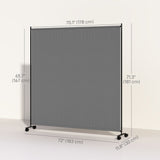 Indoor Room Divider with Castor Wheels, Rolling Privacy Screen for Home Office Bedroom, 6ft Tall