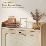 Shoe Cabinet with 2 Flip Drawers, Boho Narrow Shoe Storage Cabinet