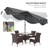 Solar Patio Umbrella with LED and Tilt, Outdoor Market Table Umbrella Parasol with Crank, 10 x 10 ft