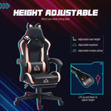 Cute Racing Gamer Chair, Faux Leather Gaming Chair with Footrest, Headrest and Lumbar Support