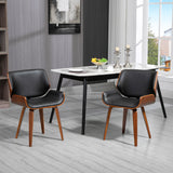 Dining Chairs Set of 2, PU Leather Kitchen Chairs with Upholstered Seats and Solid Wood Legs for Dining Room