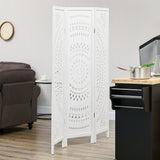3 Panel Room Divider, 5.6 Ft Tall Portable Folding Privacy Screen, Wood Partition Wall Divider for Home Office