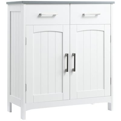 Freestanding Bathroom Cabinet, Storage Cupboard with 2 Drawers, Adjustable Shelf