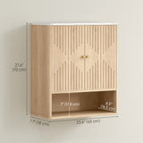 Bathroom Wall Cabinet, Wall-Mounted Medicine Cabinet with Adjustable Shelf, Open Shelf and Marble Effect Top