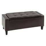 Storage Ottoman Bench, Linen Upholstered Bench with Tufted Design