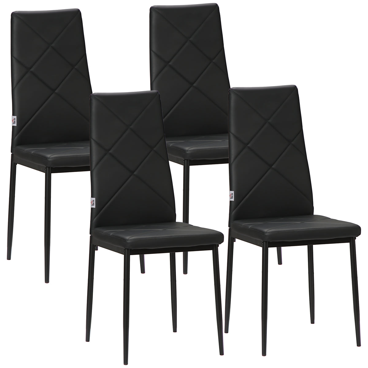 Dining Chairs Set of 4, Modern Accent Chair with High Back, Upholstery Faux Leather and Steel Legs for Living Room