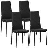 Dining Chairs Set of 4, Modern Accent Chair with High Back, Upholstery Faux Leather and Steel Legs for Living Room