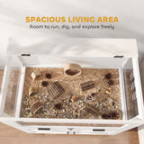 Hamster Cage with Storage Cabinet, Small Animal Cage with Pull Out Drawer and Acrylic Panels, 30