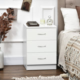 Bedside Table with 3 Drawers, Modern Wood Nightstand