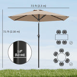 Patio Sun Umbrella, Outdoor Parasol with 6 Ribs
