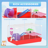 18.5'' Hamster Cage with Exercise Wheel and Water Bottle Dishes, Rat House and Habitats 2 Storey Design