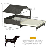 Rattan Dog House with Canopy, Wicker Dog Bed with Water-Resistant Cushion, for Small and Medium Breeds