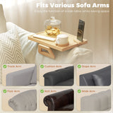 Couch Arm Tray, Clip-On Side Table with 360° Rotating Phone Holder and Removable Cup Holder