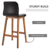 Modern Bar Stools Set of 2, Counter Height Bar Chair with PU Leather Wooden Frame Padding Seats for Dining Room Home Bar
