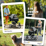 Small Dog Stroller, 3-Wheel Foldable Pet Stroller with Adjustable Canopy and Zippered Mesh Door for Pet Owners