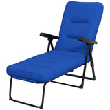 Outdoor Lounge Chair with Padded Cushion, Folding Reclining Patio Garden Chair with Recline Back, Footrest