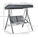 2-Seat Patio Swing Chair, Outdoor Porch Swing Glider w/ Tilting Canopy and Weather Resistant Steel Frame