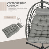 Hanging Egg Chair with Stand, Foldable Wicker Rattan Swing Chair with Thick Cushion