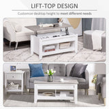 Lift Top Coffee Table with Hidden Storage Compartment and Open Shelves