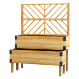 Lit de jardin surélevé avec treillis, jardinière en bois surélevée 2 niveaux