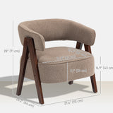Sherpa Fleece Accent Chair, Upholstered Armchair with Solid Wood Legs and Steel Frame for Living Room