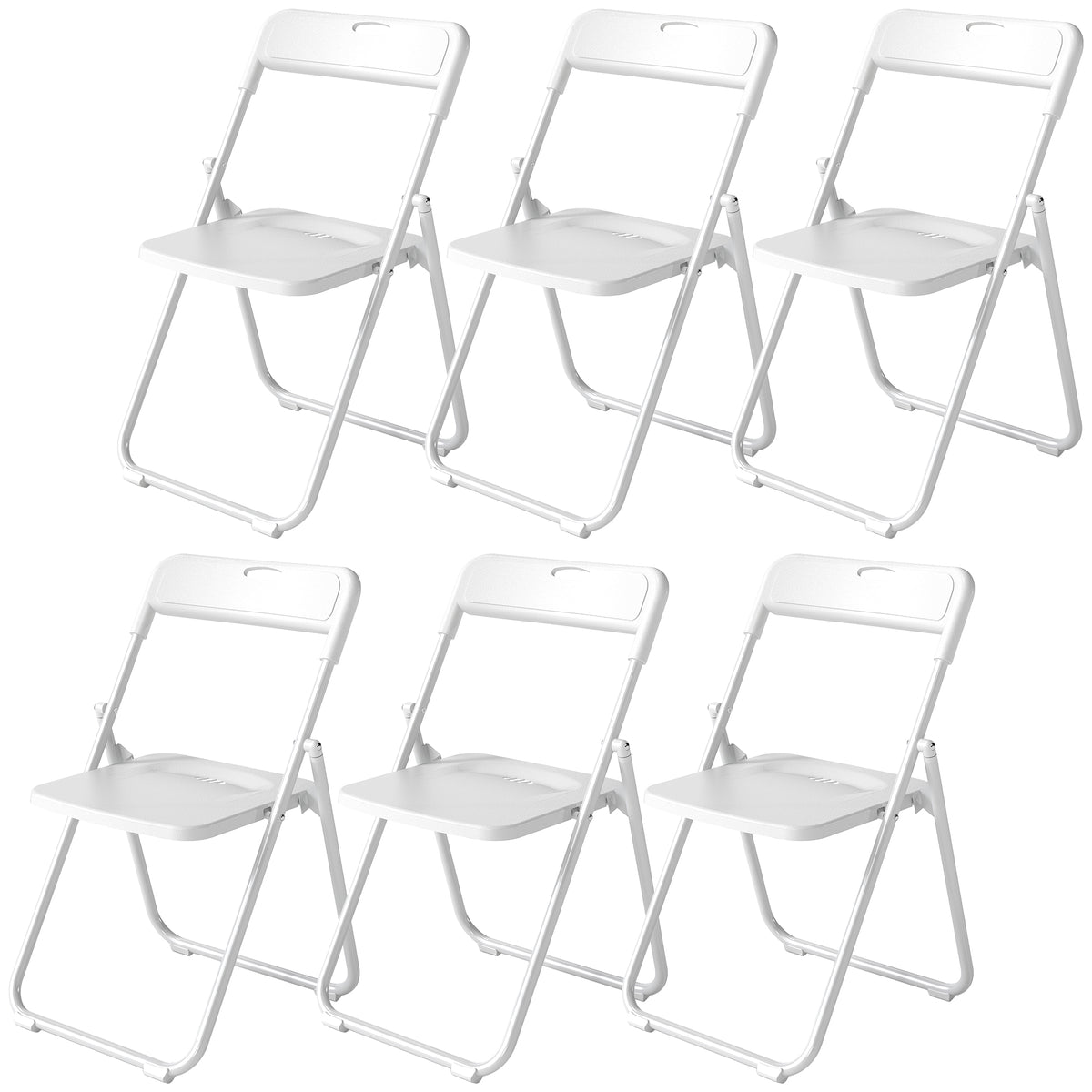 Folding Chairs 6 Pack, Plastic Foldable Chairs with Vent, Carry Hole and Steel Frame for Home