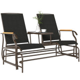 Outdoor 2-Person Glider Bench, Outside Swing Glider Chair Loveseat with Breathable Mesh, Steel Frame