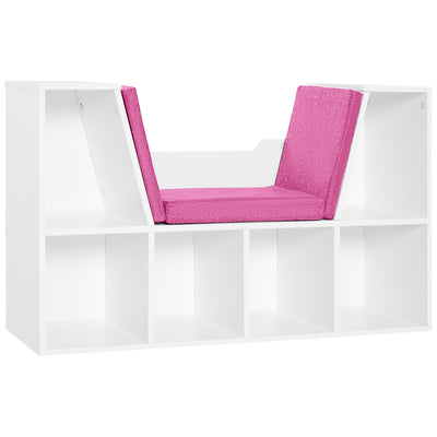 6-Cubby Bookcase with Seat Cushion, Cube Storage Shelf with Reading Nook for Home Office