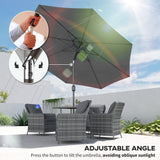 10' x 8' Round Market Umbrella, Patio Umbrella with Crank Handle and Tilt