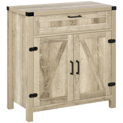 Farmhouse Kitchen Storage Cabinet, Sideboard Buffet Cabinet with 2 Rustic Barn Doors and Drawer