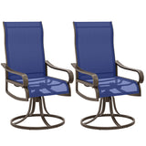 Patio Dining Chairs Set of 2, 360° Swivel Rocking Outdoor Chairs with Armrests, Breathable Mesh
