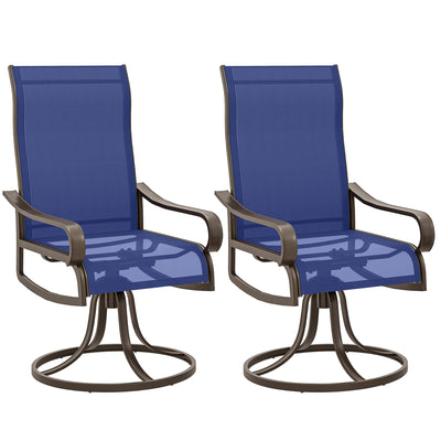 Patio Dining Chairs Set of 2, 360° Swivel Rocking Outdoor Chairs with Armrests, Breathable Mesh