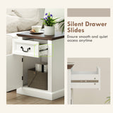 Side Table Set of 2, End Tables with Drawer and Cabinet, Nightstands for Small Spaces