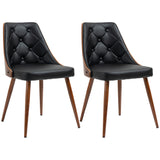 Lot de 2 chaises de salle à manger, assises rembourrées en cuir PU et pieds en acier pour salle à manger