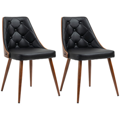 Dining Chairs Set of 2, PU Leather Upholstered Seats and Steel Legs for Dining Room