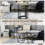 Nesting Tables Set of 3, Stacking Side Tables with Steel Frame for Living Room