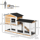 2-tier Wood Rabbit Hutch Backyard Bunny Cage Small Animal House w/ Ramp and Outdoor Run