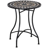 Table de patio mosaïque, table à café ronde avec cadre métallique