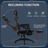 Gaming Chair, Ergonomic Computer Chair with Footrest, Headrest, Recliner Swivel Seat with Adjustable Height